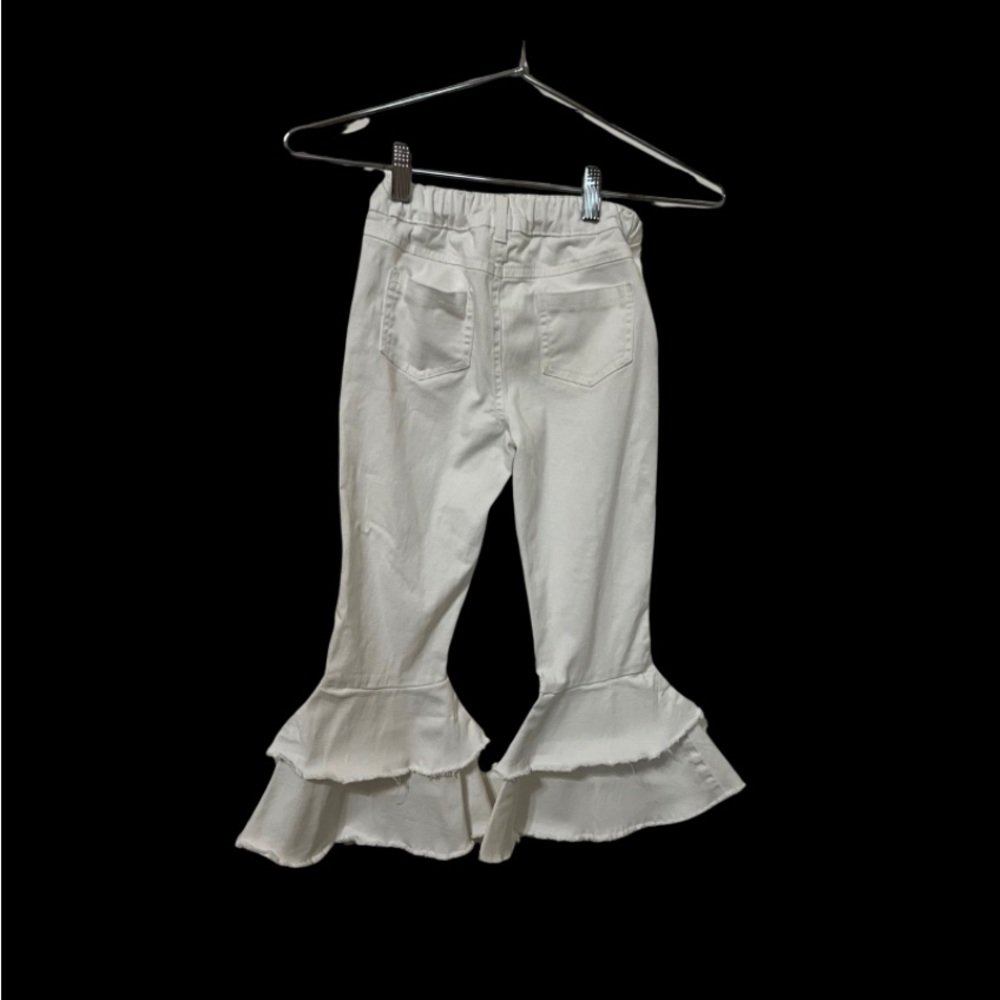 Flare White Ruffled Pants - Picture 4 of 6